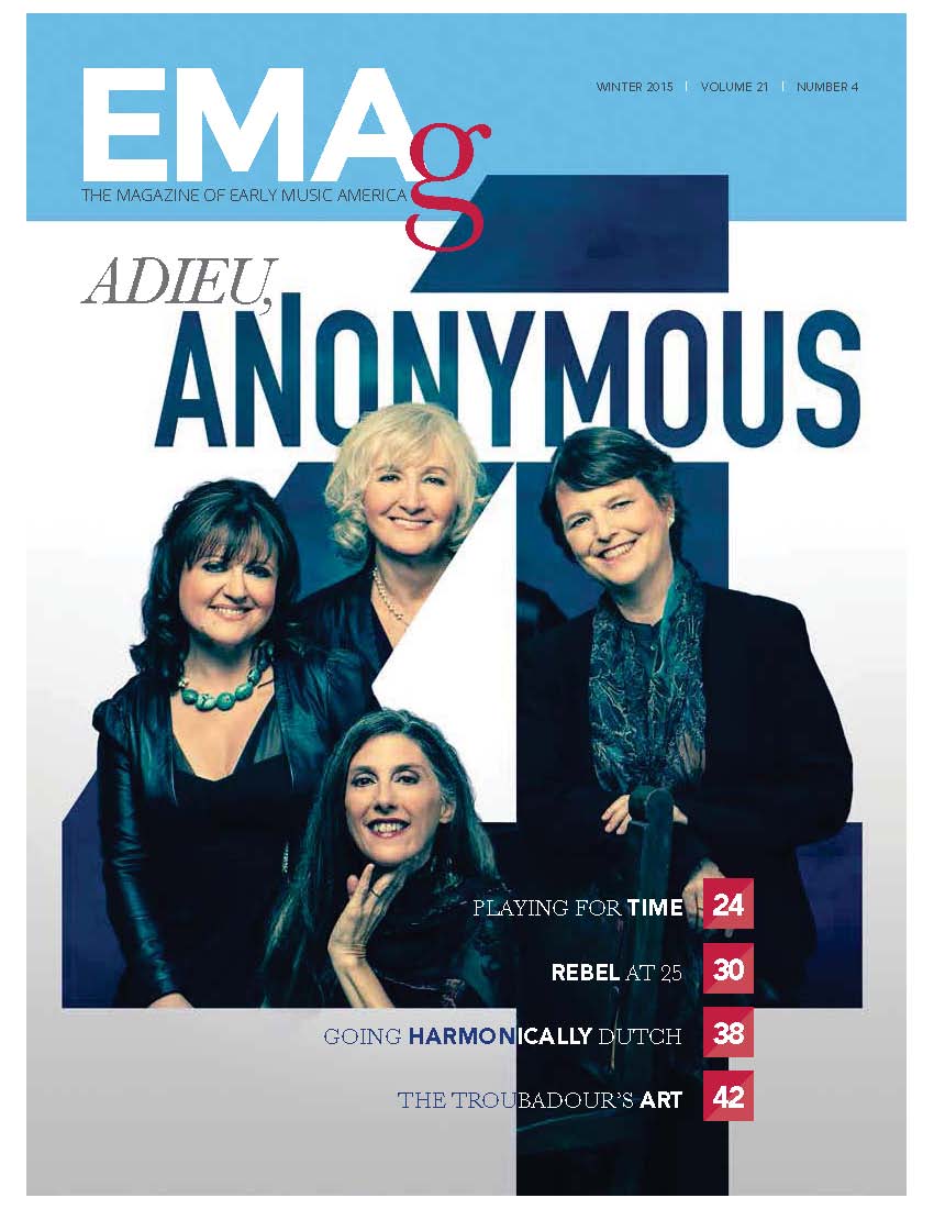 EMAg winter 2015 issue cover featuring Anonymous 4