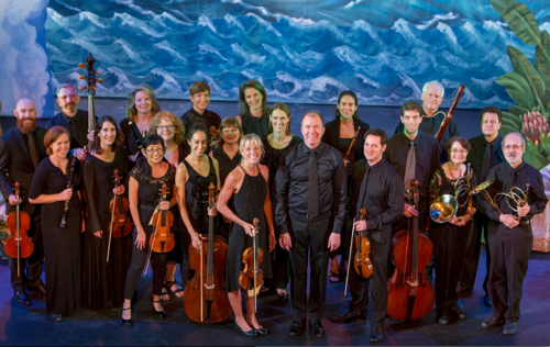 The Haymarket Orchestra on the set of "L’isola disabitata."