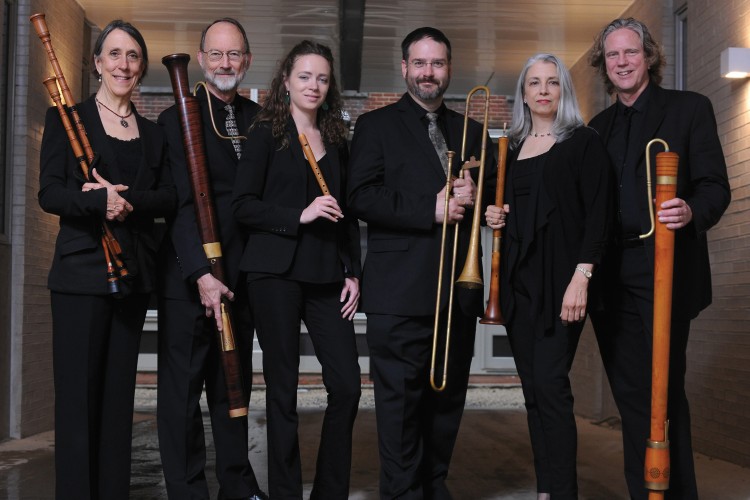 Piffaro members, from left, Joan Kimball, Bob Wiemken, Priscilla Herreid, Greg Ingles, Christa Patton, and Grant Herreid. 