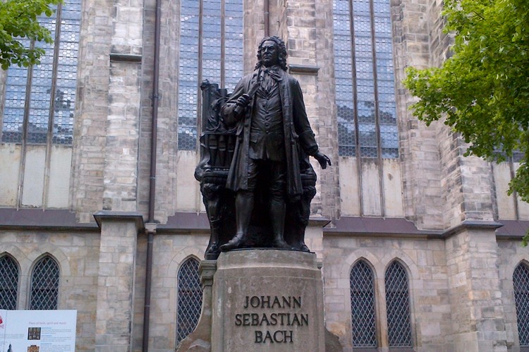 J.S. Bach stands proudly outside the Thomaskirche in Leipzig, where he served from 1723 until his death in 1750.