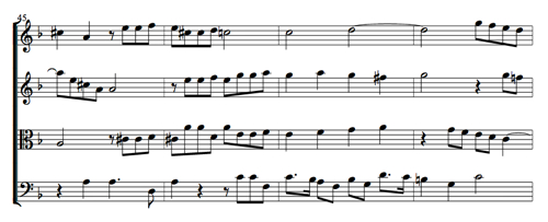 A portion of Cranford's Fantasia No. 1 for 4 Viols.
