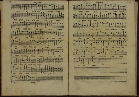 Pages from a Rossi manuscript, with the text in Hebrew.