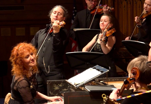 Sorrell leading Apollo's Fire from the harpsichord.