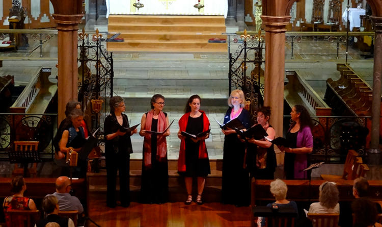 Ensemble Scholastica performing in Montreal's Church of St. John the Evangelist in May 2015. 