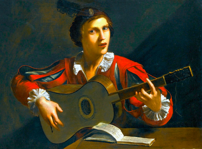 A guitar player painted by Pietro Paolini (1603-1681).