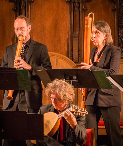 Piffaro's Robert Wiemken, Grant Herreid, and Joan Kimball.