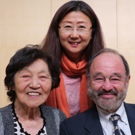 Kroll with pianist Zhou Guangren, left, and Shen Fanxiu, Professor of Harpsichord and Organ at the Central Music Conservatory.