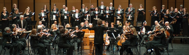 Jane Glover conducting the Music of the Baroque Orchestra and Chorus.