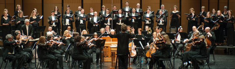 Jane Glover conducting the Music of the Baroque Orchestra and Chorus. 