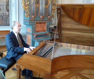 Badura-Skoda playing a harpsichord in Salzburg in 2010.