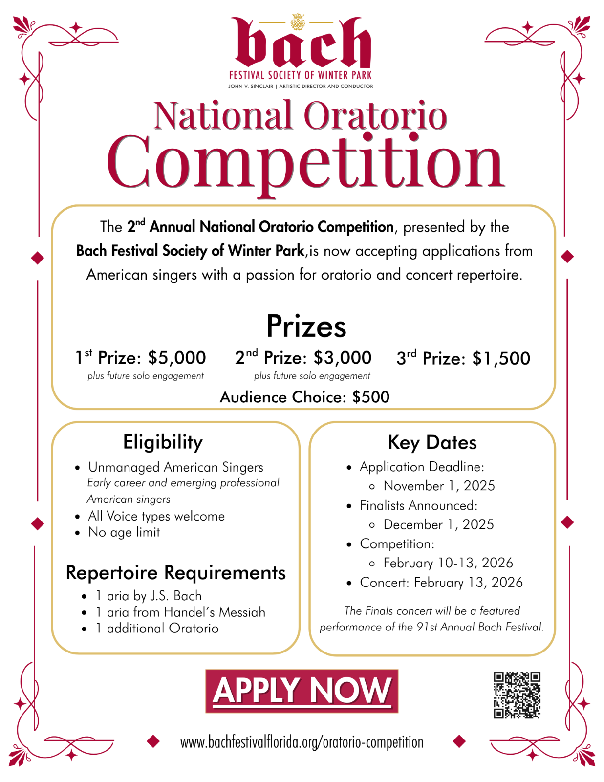 National Oratorio Competition - Applications open