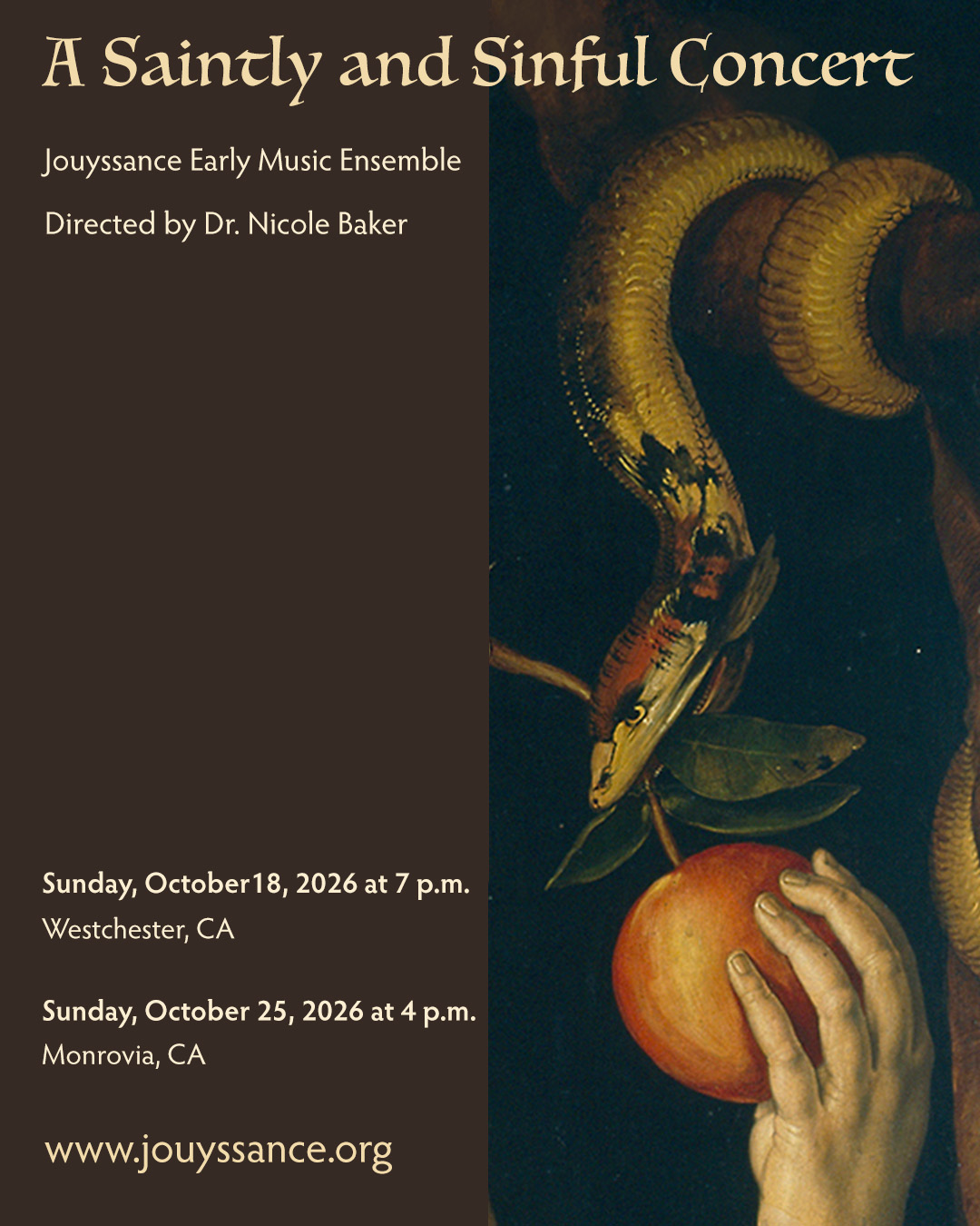Jouyssance Early Music Ensemble presents "A Saintly and Sinful Concert